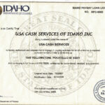 Idaho Department of Finance USA Cash Services of Idaho Inc ID_License