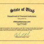 State of Utah Department of Financial Institutions UT_License