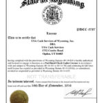 State of Wyoming USA Cash Services of Wyoming, Inc. WY_License