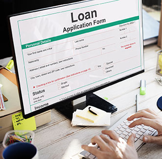 Loan application form displayed on a computer screen, branded with the USA Cash Services logo.