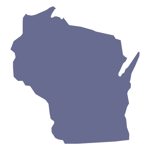 Wisconsin map depicted by blue square with white border