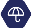 Icon of an umbrella on a blue background, representing Safe Payday Loans.