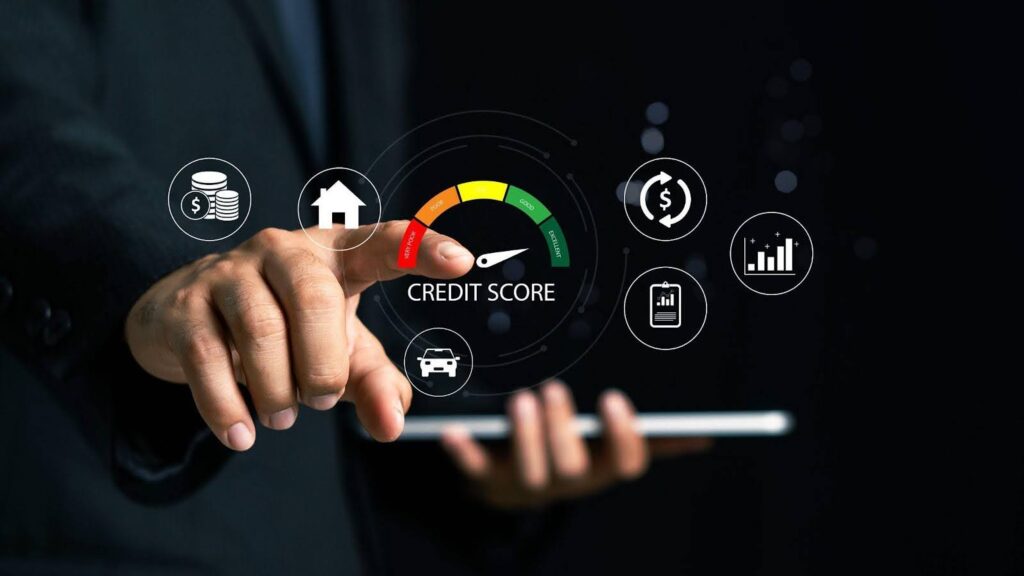 An image of credit score analysis with metrics to assess credit standing