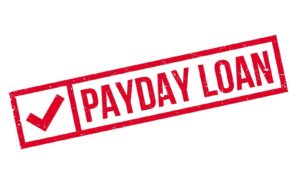 Red Payday Loan stamp on a white background indicating a financial service or product